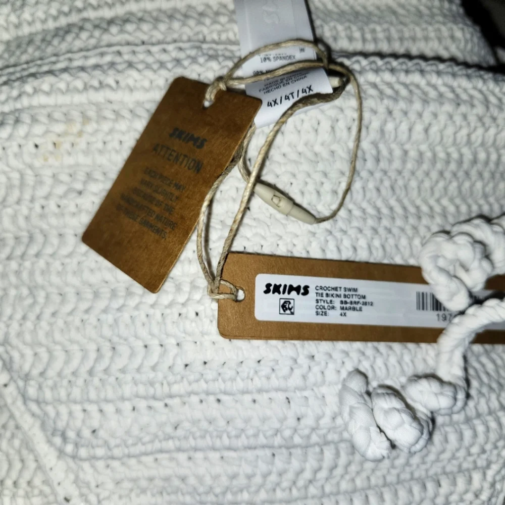NWT SET SKIMS CROCHET SWIM  TIE BIKINI BOTTOM MARBLE 3X 4X